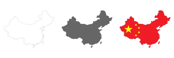 Mappa Della Cina Altamente Dettagliata Con Confini Isolati Sullo Sfondo — Vettoriale Stock