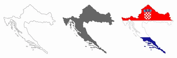 背景に孤立した境界線を持つ非常に詳細なクロアチア地図 — ストックベクタ