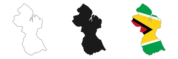 Zeer Gedetailleerde Kaart Van Guyana Met Achtergrond Geïsoleerde Grenzen — Stockvector