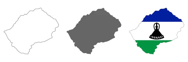 Εξαιρετικά Λεπτομερής Χάρτης Του Λεσότο Σύνορα Απομονωμένα Φόντο — Διανυσματικό Αρχείο