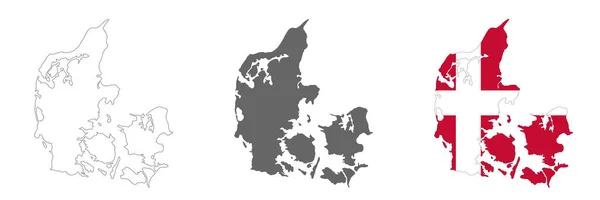 Sehr Detaillierte Karte Des Königreichs Dänemark Mit Isolierten Grenzen Hintergrund — Stockvektor