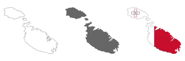Zeer Gedetailleerde Kaart Van Malta Met Achtergrond Geïsoleerde Grenzen — Stockvector