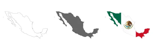 Подробная Карта Мексики Изолированными Границами Заднем Плане — стоковый вектор