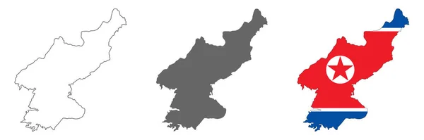 Mapa Coreia Norte Altamente Detalhado Com Fronteiras Isoladas Segundo Plano — Vetor de Stock