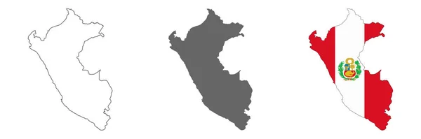 Εξαιρετικά Λεπτομερής Χάρτης Του Περού Σύνορα Απομονωμένα Στο Παρασκήνιο — Διανυσματικό Αρχείο
