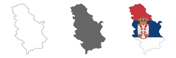 Zeer Gedetailleerde Servische Kaart Met Achtergrond Geïsoleerde Grenzen — Stockvector