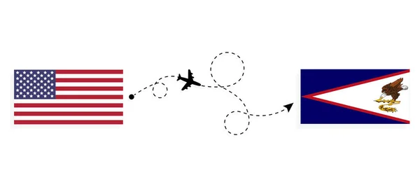 미국에서 사모아 까지의 여행은 비행기 개념에 — 스톡 벡터