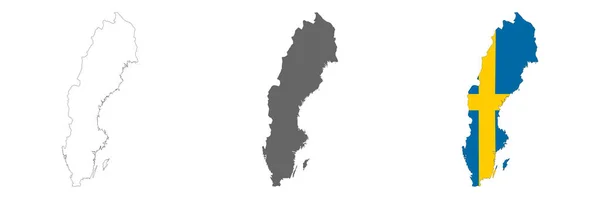 Sehr Detaillierte Schweden Karte Mit Isolierten Grenzen Hintergrund — Stockvektor