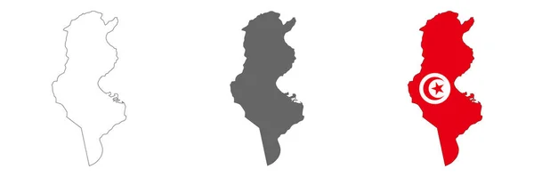 Ιδιαίτερα Λεπτομερής Χάρτης Της Τυνησίας Σύνορα Απομονωμένα Στο Παρασκήνιο — Διανυσματικό Αρχείο