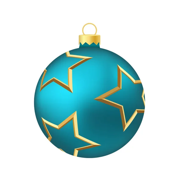 Aqua Blue Christmas Tree Toy Ball Volumetric Real Color Illustration — 스톡 벡터