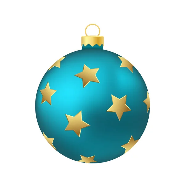 Aqua Blue Weihnachtsbaum Spielzeug Oder Kugel Volumetrische Und Realistische Farbabbildung — Stockvektor