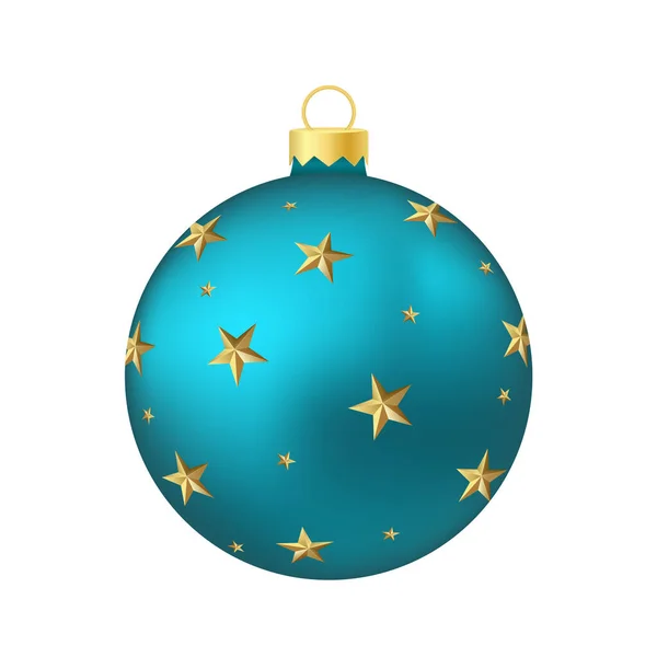 Aqua Blu Albero Natale Giocattolo Palla Volumetrico Realistico Illustrazione Colori — Vettoriale Stock