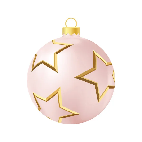 Juguete Árbol Navidad Beige Con Estrellas Doradas Ilustración Realista Color — Vector de stock