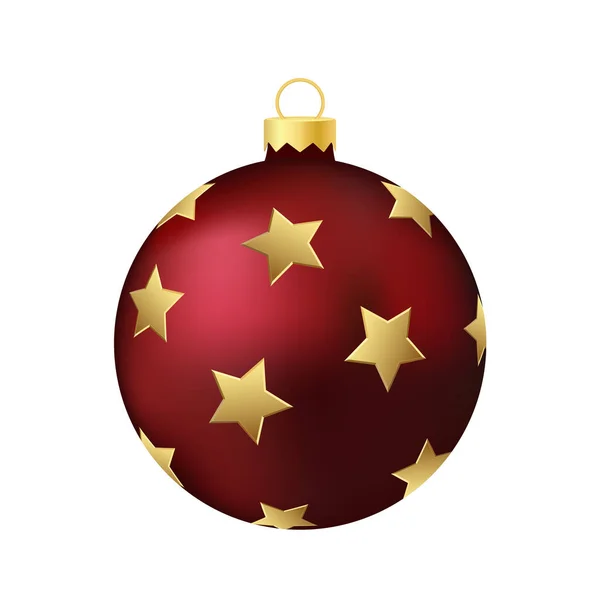 Dunkelrotes Weihnachtsbaumspielzeug Oder Ball Volumetrische Und Realistische Farbabbildung — Stockvektor