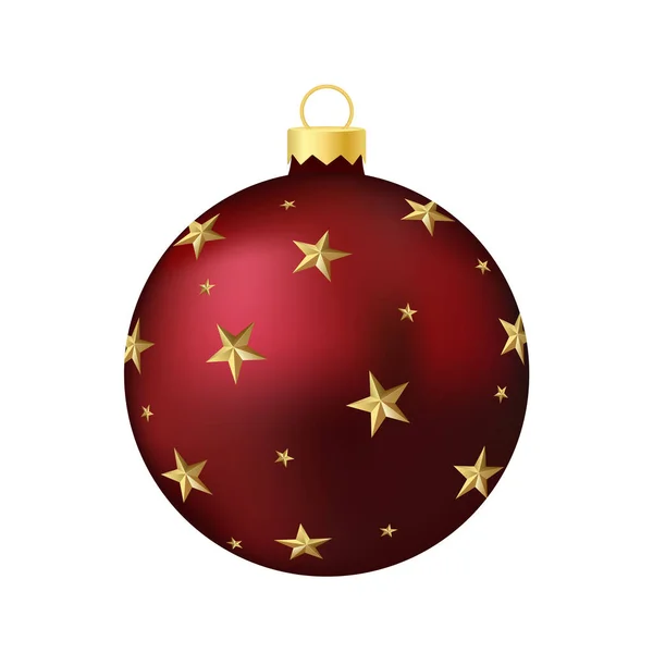 ダークレッドクリスマスツリーのおもちゃやボールボリュームと現実的な色のイラスト — ストックベクタ