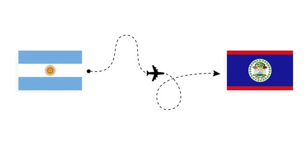 Flight Travel Argentina Belize Passenger Airplane Travel Concept — стоковий вектор