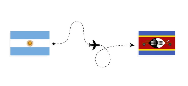 Flight Travel Argentina Eswatini Passenger Airplane Travel Concept — Stock Vector