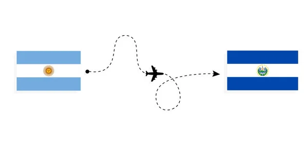Flight Travel Argentina Salvador Passenger Airplane Travel Concept — стоковий вектор