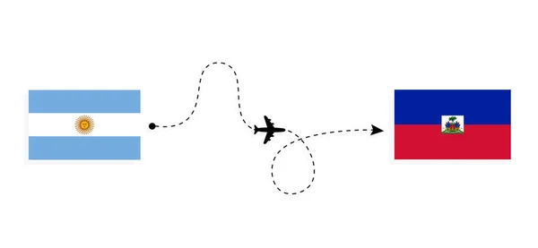 Політ Подорож Аргентини Гаїті Концепцією Пасажирського Літака — стоковий вектор