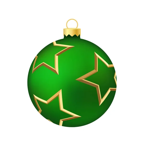 Groene Kerstboom Speelgoed Bal Volumetrische Realistische Kleur Illustratie — Stockvector