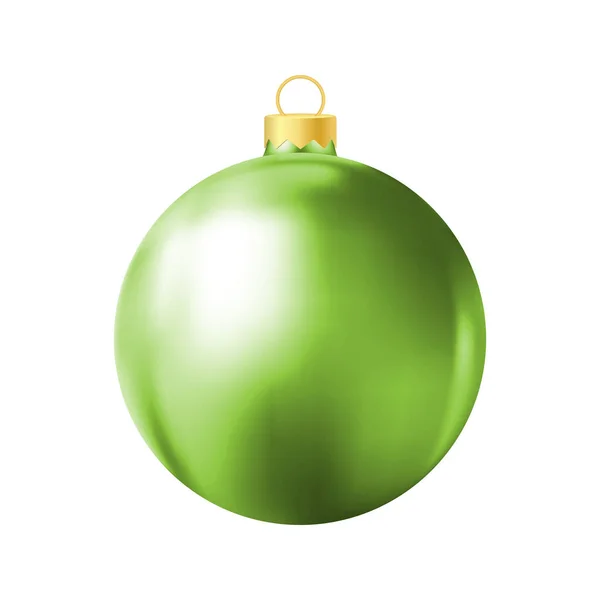 Yeşil Noel Oyuncağı Gerçekçi Renk Çizimi — Stok Vektör