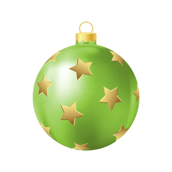 Brinquedo Árvore Natal Verde Com Estrelas Douradas Ilustração Cor Realista — Vetor de Stock