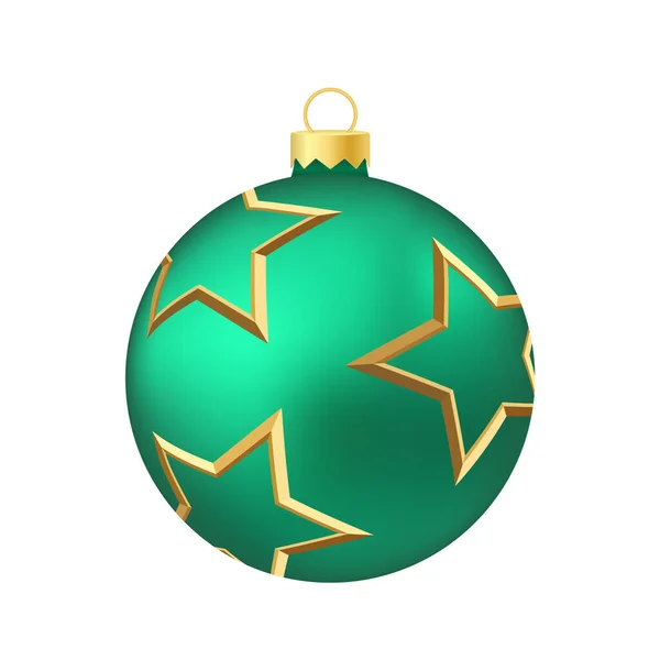 Green Menthol Christmas Tree Toy Ball Volumetric Real Color Illustration — 스톡 벡터