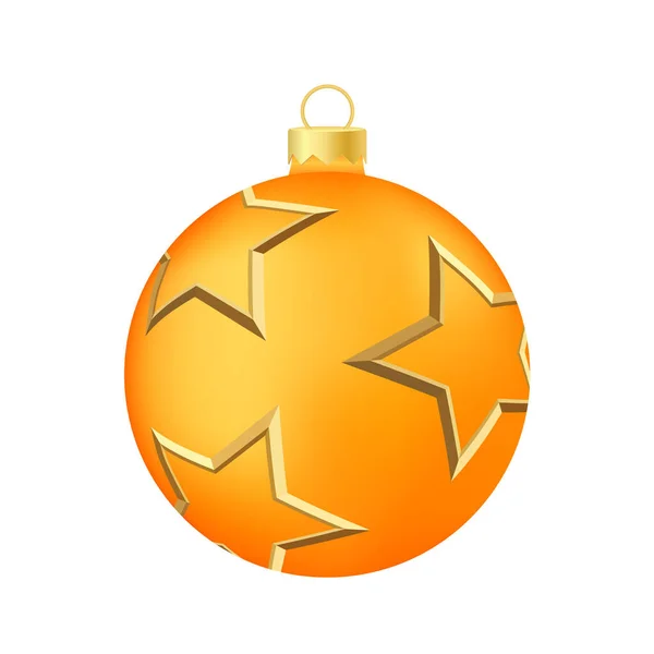 Juguete Bola Árbol Navidad Naranja Ilustración Volumétrica Realista Color — Vector de stock