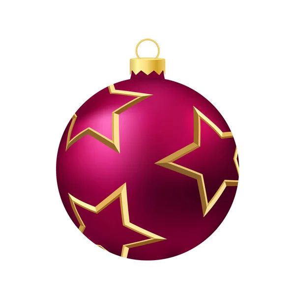 Pink Christmas Tree Toy Ball Volumetric Realistic Color Illustration — Vetor de Stock