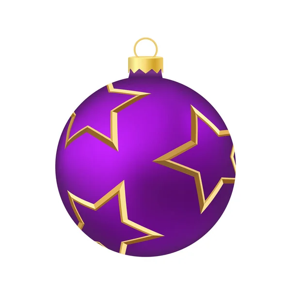 紫罗兰圣诞树玩具或球体积和现实色彩插图 — 图库矢量图片