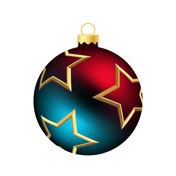 彩虹圣诞树玩具或蓝色和红色球 — 图库矢量图片