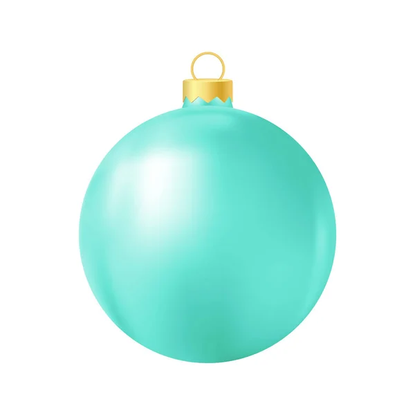 Turquoise Christmas Tree Toy Realistic Color Illustration — Stock Vector