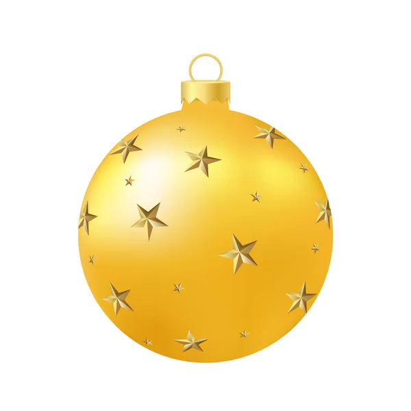 Juguete Pelota Árbol Navidad Amarillo Ilustración Volumétrica Realista Color — Vector de stock