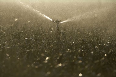 Water sprinklers on crops clipart