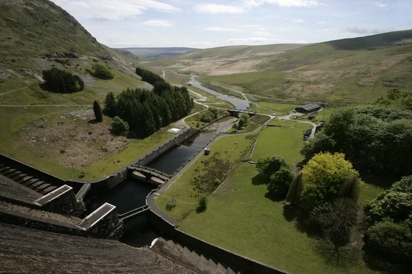 Claerwen dam, elan údolí, — Stock fotografie