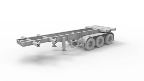 3D renderização de um caminhão ampty reboque semi-logística isolada sobre fundo branco. — Fotografia de Stock