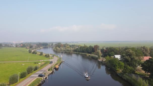 Aerial View Amstelveen Oudekerk Amstel Typical Dutch Landscape Historic Village — Stock Video