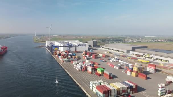 Westzaan Října 2021 Nizozemsko Kontejnerové Dokovací Logistické Zařízení — Stock video