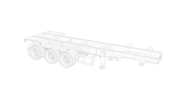 Representación 3D de un remolque de camión ampty semi logística aislada sobre fondo blanco. — Foto de Stock