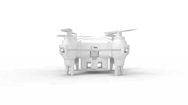 Rendering 3D di un drone quadricottero uav fotocamera drone senza equipaggio oggetto volante isolato in bianco sfondo studio — Foto Stock