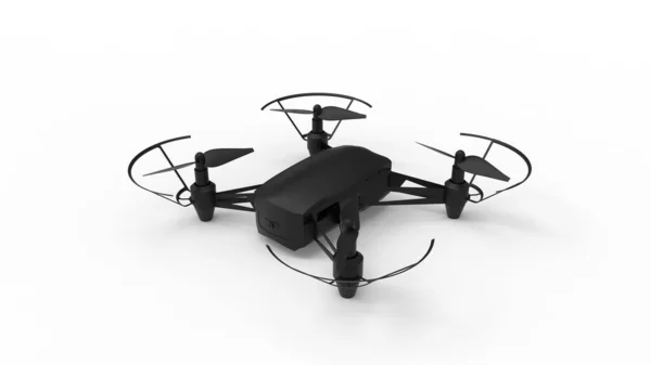 Rendering 3D di un drone quadricottero uav fotocamera drone senza equipaggio oggetto volante isolato in bianco sfondo studio — Foto Stock