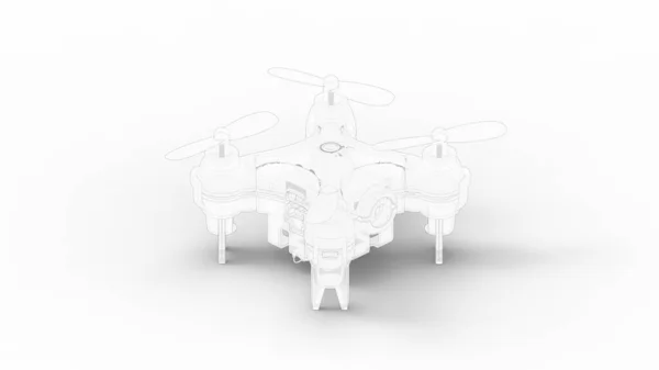 3D renderização de um drone quadcopter uav câmera drone não tripulado voando objeto isolado em fundo estúdio branco — Fotografia de Stock
