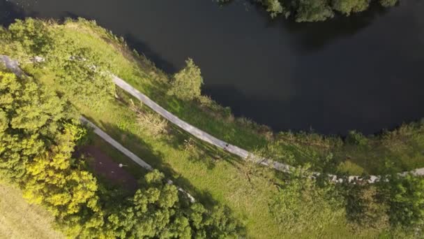 Aerial view of the Gaasperplas in Amsterdam Zuidoost. The lake is text to the Gaasperpark. Aerial drone overview — Stock Video