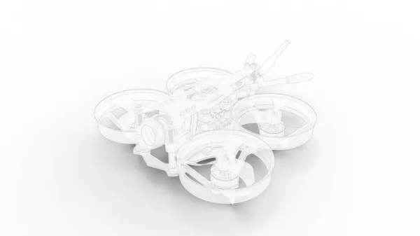 3D renderização de um drone quadcopter uav câmera drone não tripulado voando objeto isolado em fundo estúdio branco — Fotografia de Stock