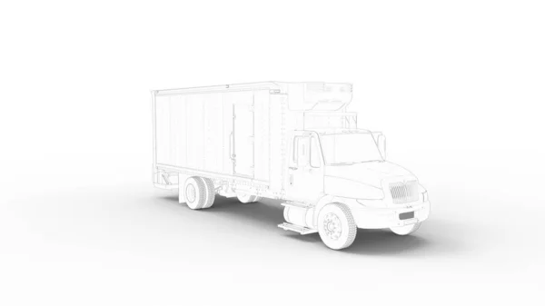 3D renderização de um transporte logística caminhão entrega automóvel isolado no fundo branco — Fotografia de Stock