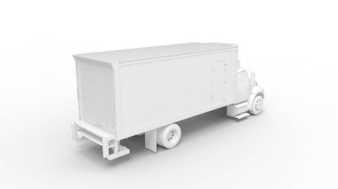 Beyaz arka planda izole edilmiş bir ulaşım lojistik kamyon teslimatı 3D görüntüleme