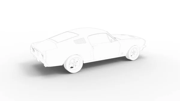 3D візуалізація ретро вінтажного спортивного автомобіля спортивного автомобіля ізольовано на студійному фоні — стокове фото