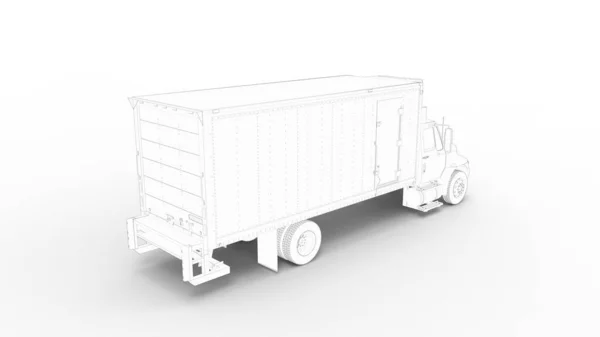 3D απόδοση ενός οχήματος παράδοσης φορτηγών μεταφορών που απομονώνεται σε λευκό φόντο — Φωτογραφία Αρχείου