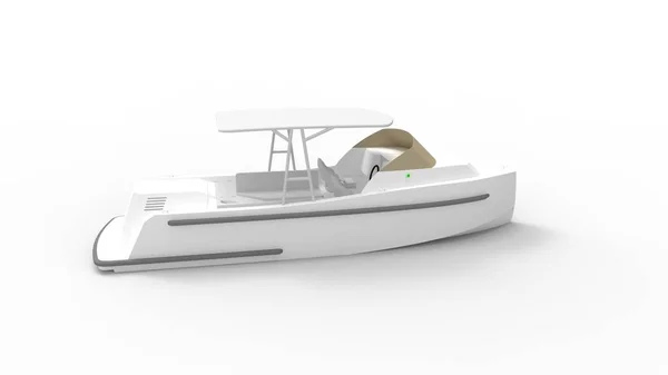 Rendu 3D d'un petit yacht de loisir isolé dans un fond de studio blanc — Photo