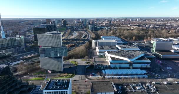 Amsterdam, 25th of December 2021, The Netherlands. RAI confention center and the ZuidAs business district in Amsterdam capital. Europe. — Wideo stockowe